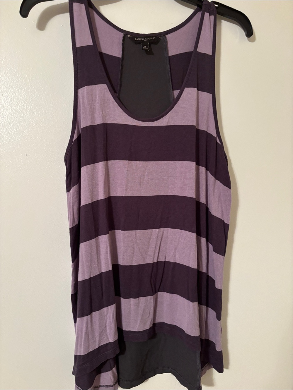 Banana Republic Lavender and Plum Wide-Striped Tank